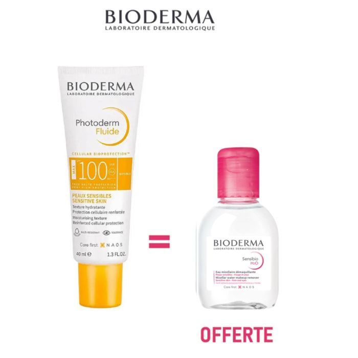 BIODERMA PHOTODERM PACK FLUIDE MAX SPF100 + MINI SENSIBIO H2O OFFERT