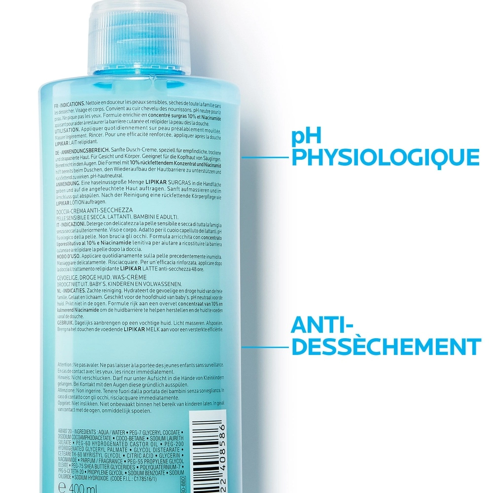 LA ROCHE POSAY LIPIKAR SURGRAS CREME LAVANTE 400ML