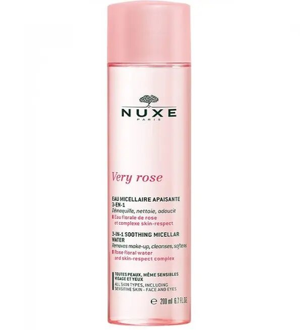 NUXE VERY ROSE EAU MICELLAIRE DEMAQUILLANTE APAISANTE 3EN1 TOUTES PEAUX 200ML