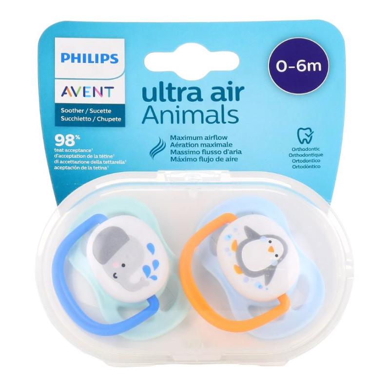 AVENT SUCETTES ULTRA AIR ANIMALS 0-6M GARCON ELEPHANT-PENGUIN 2U