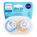 AVENT SUCETTES ULTRA AIR ANIMALS 0-6M GARCON ELEPHANT-PENGUIN 2U