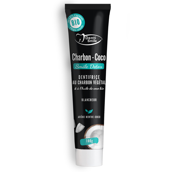 DENTI-SMILE DENTIFRICE AU CHARBON VEGETAL &amp; COCO - GOUT MENTHE-COCO 100G