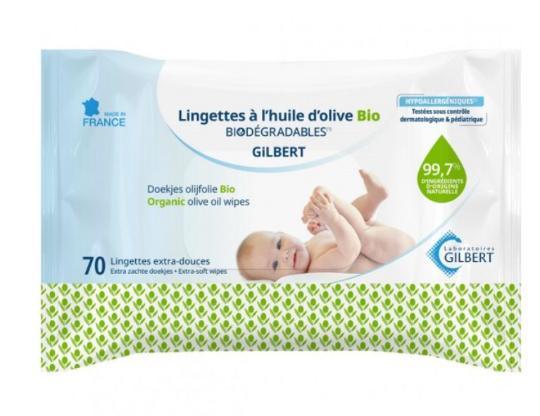 GILBERT LINGETTES A L' HUILE D'OLIVE BIO EXTRA DOUCE 70U