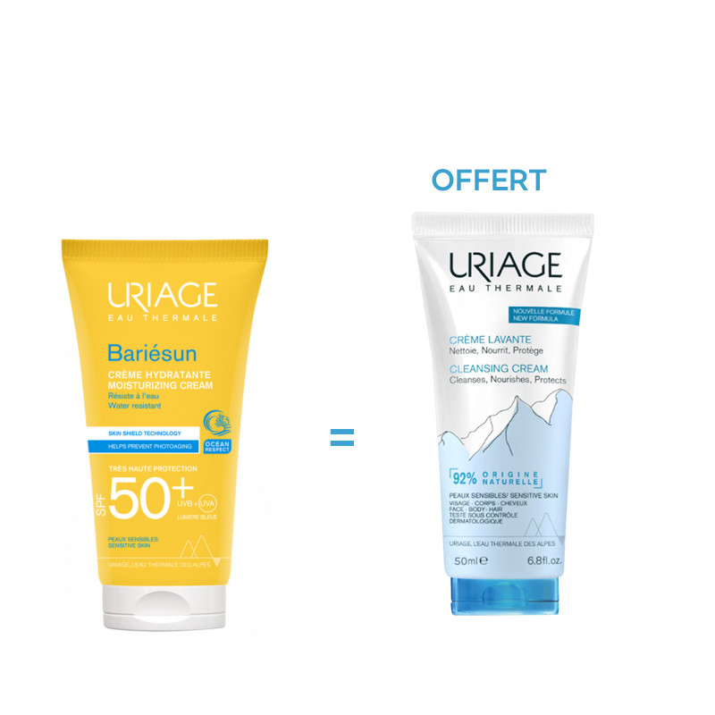 URIAGE PACK BARIESUN CREME HYDRATANTE SPF50+ 50ML + CREME LAVANTE 50ML OFFERTE