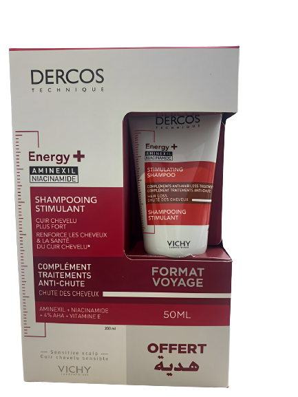 VICHY DERCOS SHAMPOOING ENERGISSANT ANTI CHUTE  200ML+SHAMPOOOING 50ML OFFERT