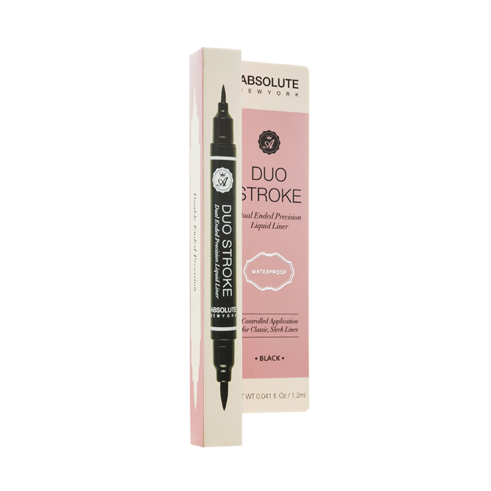 ABSOLUTE NY LIQUID EYELINER DUO STROKE - BLACK ABLL05