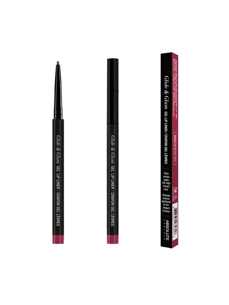 ABSOLUTE NY GLIDE &amp; GLAM GEL LIP LINER - RETRO RED MDGL10