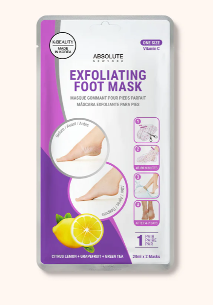 ABSOLUTE NY EXFOLIATING FOOT MASK - LEMON A612