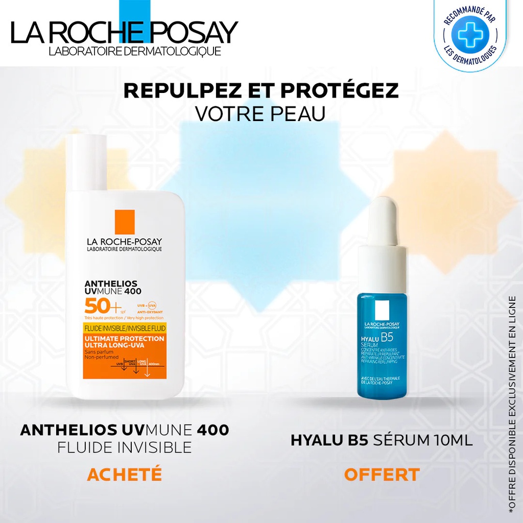 LA ROCHE POSAY ANTHELIOS UVMUNE 400 FLUIDE INVISIBLE SHAKA SPF50+ 50ML + SERUM HYALU B5 10ML OFFERT