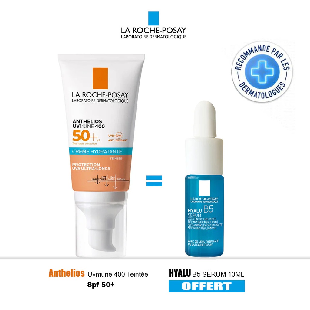 LA ROCHE POSAY ANTHELIOS UVMUNE 400 CREME HYDRATANTE TEINTEE SPF50+ 50ML + SERUM HYALU B5 10ML OFFERT