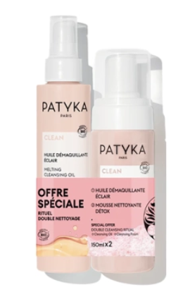 PATYKA CLEAN DUO MOUSSE NETTOYANTE DETOX+HUILE DEMAQUILLANTE ECLAIR 150ML