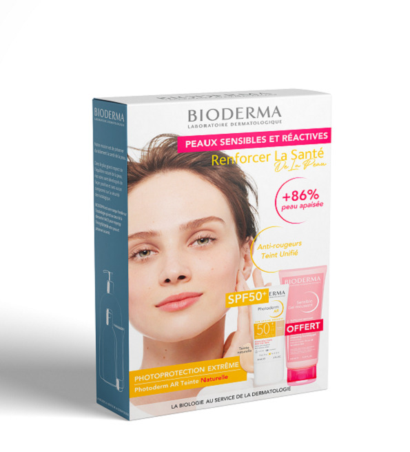 BIODERMA PHOTODERM AR SPF50+ TEINTE NATURELLE 30ML + SENSIBIO GEL MOUSSANT 100ML OFFERT