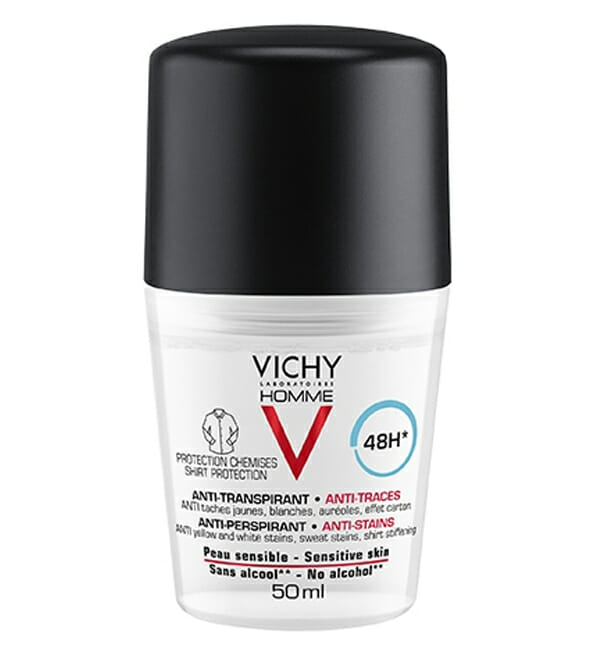 VICHY HOMME DEODORANT 48H ANTI-TRANSPIRANT ANTI-TRACES ROLL-ON 50ML