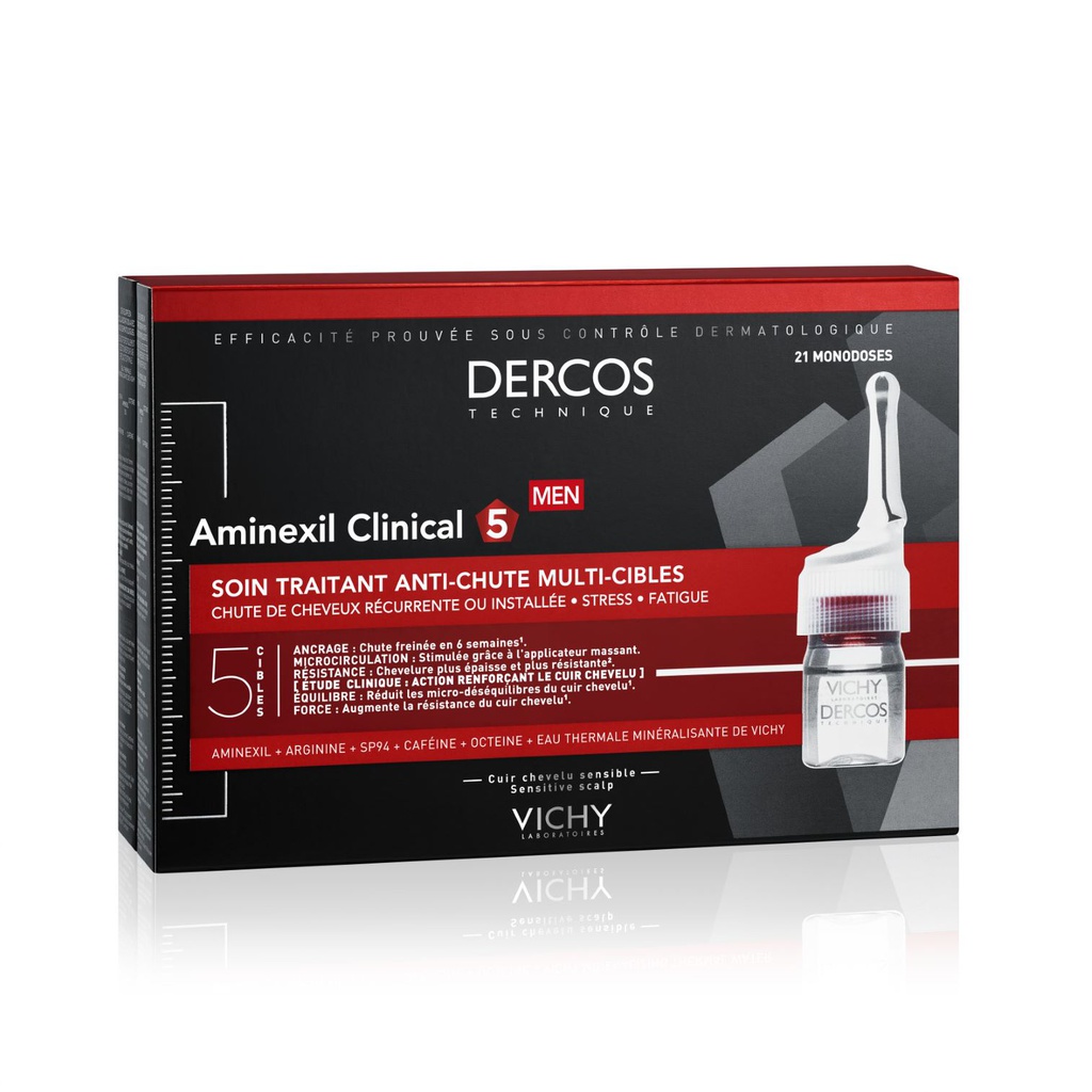 VICHY DERCOS AMINEXIL CLINICAL 5 HOMMES 21 AMPOULES