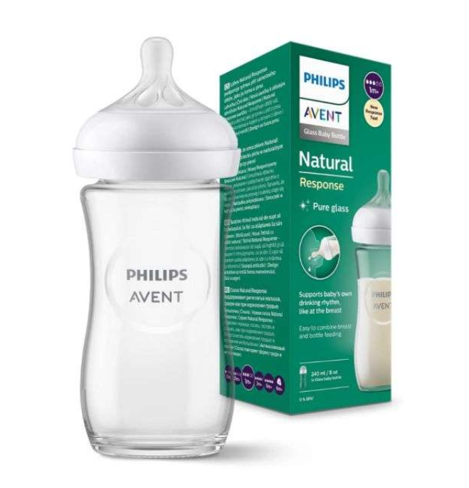 AVENT BIBERON NATURAL EN VERRE 240ML & TETINE 1M+