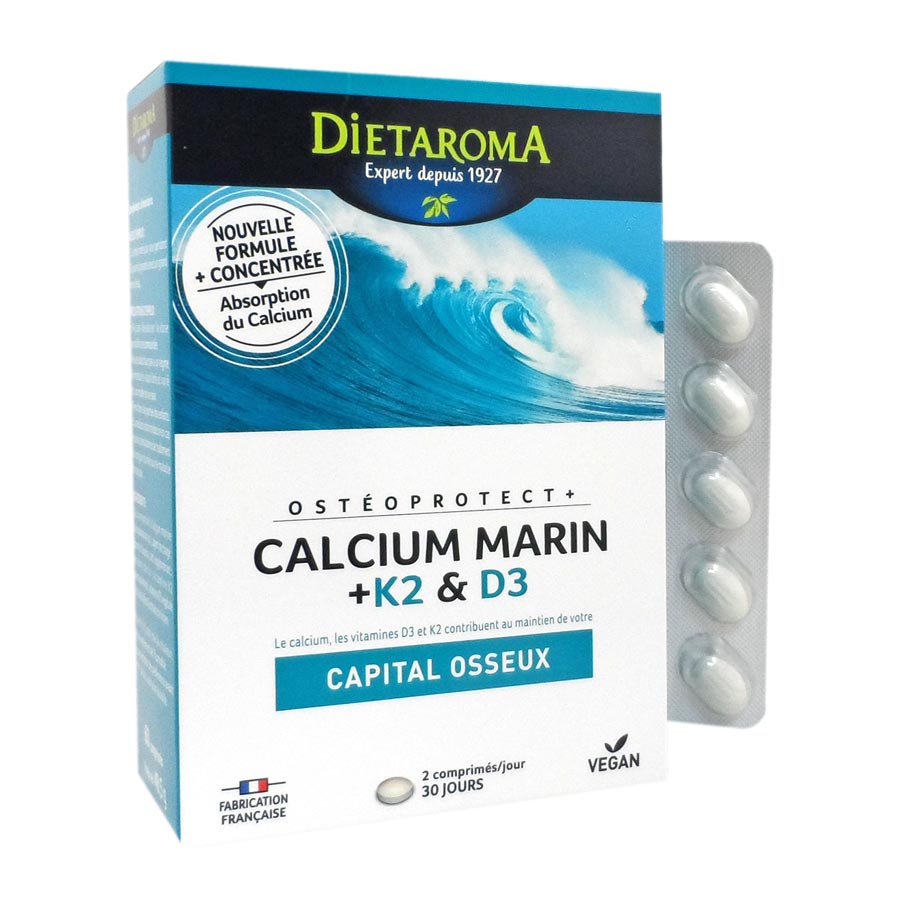 DIETAROMA OSTEOPROTECT CALCIUM MARIN + K2 &amp; D3 - CAPITAL OSSEUX - 60 COMPRIMES