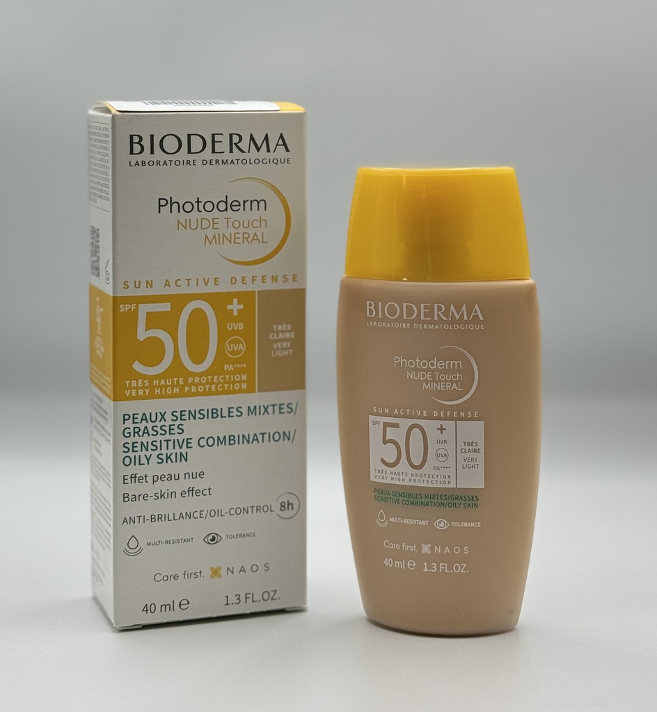 BIODERMA PHOTODERM NUDE TOUCH MINERAL SPF50+ TEINTE TRES CLAIRE 40ML