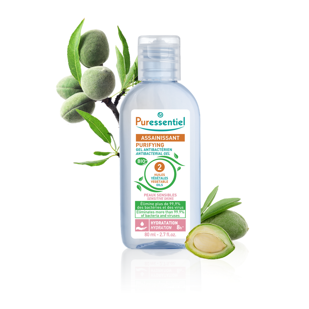 PURESSENTIEL ASSAINISSANT GEL ANTIBACTERIEN 2 HUILES VEGETALES PEAUX SENSIBLES 80ML