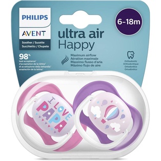 AVENT SUCETTES ULTRA AIR HAPPY 6-18M FILLE PAPA-BALLON 2U