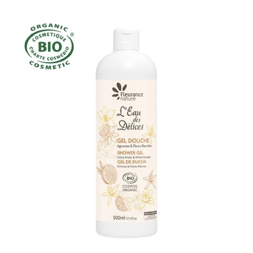 FLEURANCE NATURE PROMO GEL DOUCHE A L' EAU DES DELICES ARGUMES ET FLEURS BLANCHES 500ML + UNE TROUSSE OFFERTE 2