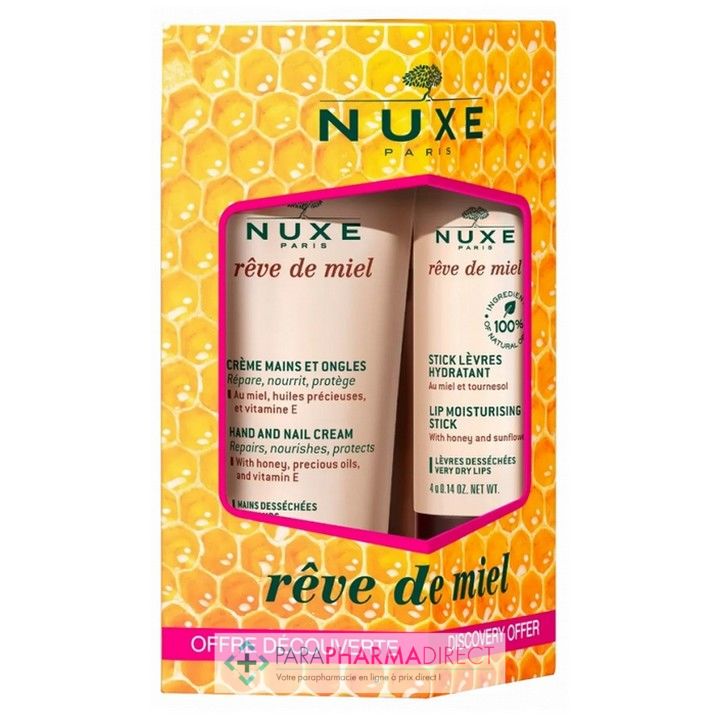 NUXE REVE DE MIEL STICK LEVRES HYDRTANT + CREME MAINS 30ML