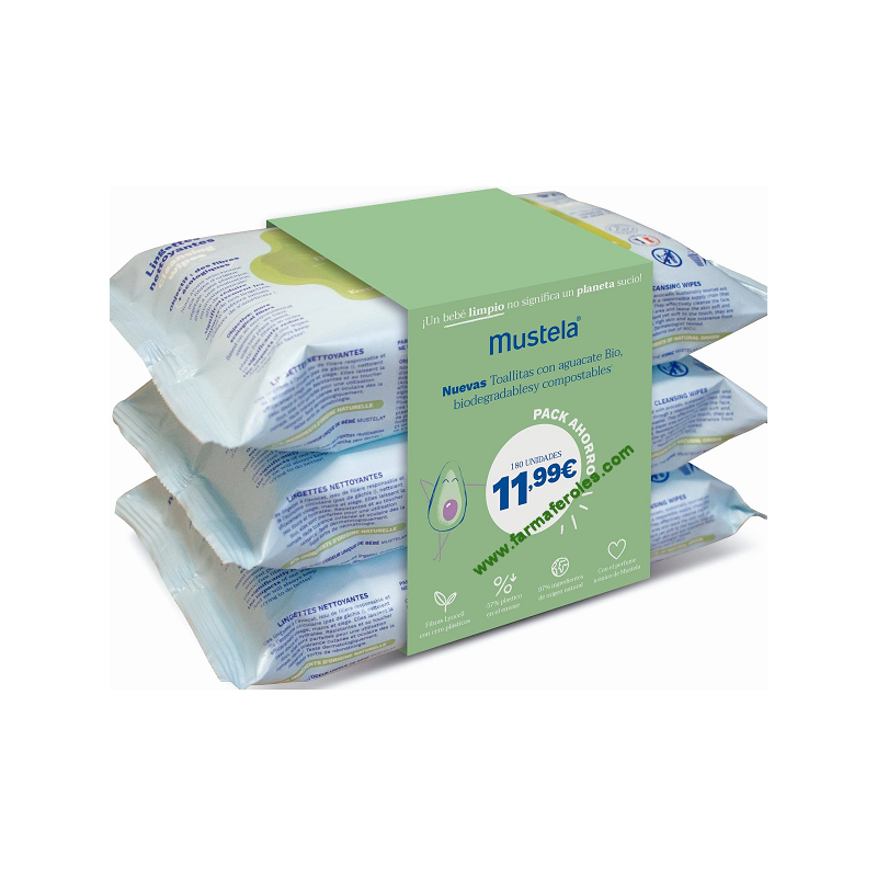 MUSTELA  PACK 3 LINGETTE