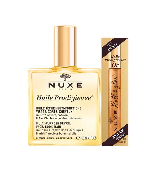 NUXE HUILE PRODIGIEUSE 100 ML & ROLL-ON HUILE PRODIGIEUSE OR 8ML OFFERT