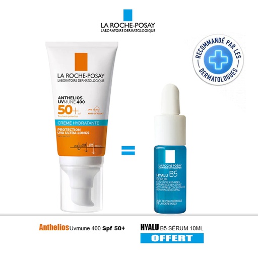 LA ROCHE POSAY ANTHELIOS UVMUNE 400 CREME HYDRATANTE SPF50+ 50ML + SERUM HYALU B5 10ML OFFERT