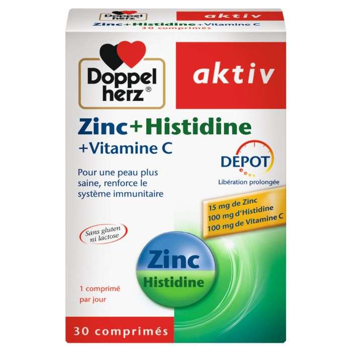 DOPPELHERZ AKTIV ZINC + HISTIDINE + VIT C - 30 COMPRIMES