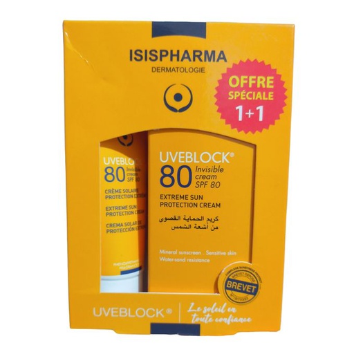 ISISPHARMA UVEBLOCK PACK CREME SOLAIRE PROTECTION EXTREME SPF80+INVISIBLE