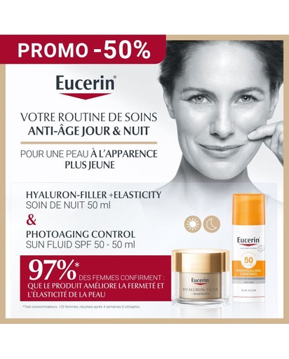 EUCERIN HYALURON FILLER + ELASTICITY SOIN DE NUIT 50 ML + EUCERIN PHOTOAGING CONTROL SPF 50+