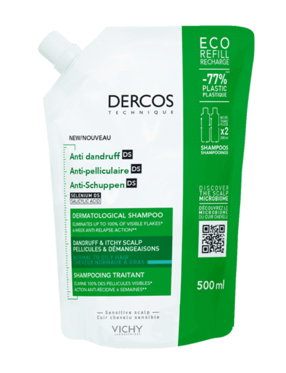 VICHY DERCOS ANTI PELLICULAIRE SHAMPOING CHEVEUX GRAS RECHARGE 500ML