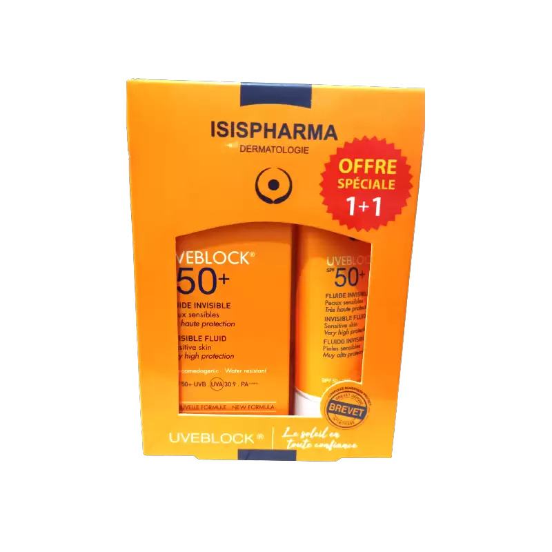 [3031500311607] ISISPHARMA PACK UVEBLOCK FLUIDE INVISIBLE SPF50+ 2*40ML