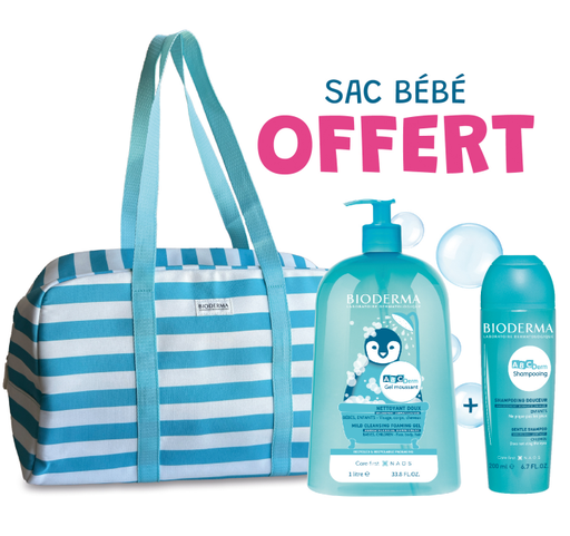 ABCDERM SAC BEBE + GEL MOUSSANT 1L +SHAMPOOING 200ML