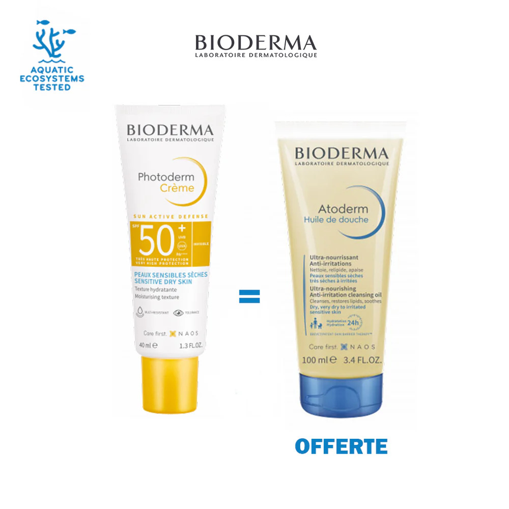 BIODERMA PACK PHOTODERM CREME SPF50+ INVISIBLE 40ML + ATODERM HUILE DE DOUCHE 100ML OFFERTE