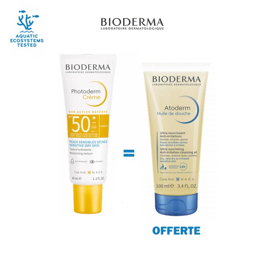 BIODERMA PACK PHOTODERM CREME SPF50+ INVISIBLE 40ML + ATODERM HUILE DE DOUCHE 100ML OFFERTE