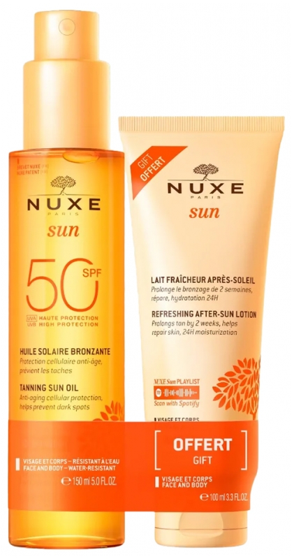 NUXE SUN PACK HUILE SOLAIRE BRONZANTE SPF 30 150ML + LAIT FRAICHEUR APRES SOLEIL 100ML OFFERT