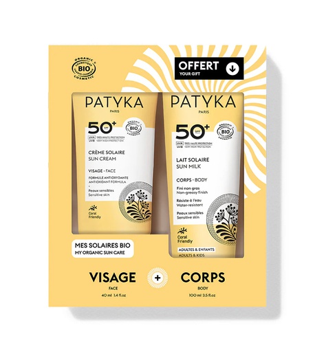 PATYKA SUN COFFRET CREME SOLAIRE SPF 50+ 40ML + LAIT SOLAIRE SPF 50+ 100ML OFFERT