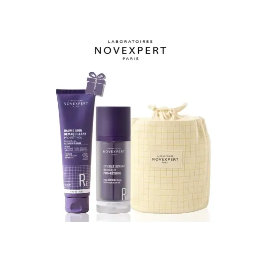 NOVEXPERT POCHON PRO-RETINOL BAUME DEMAQUILLANT + DOUBLE SERUM