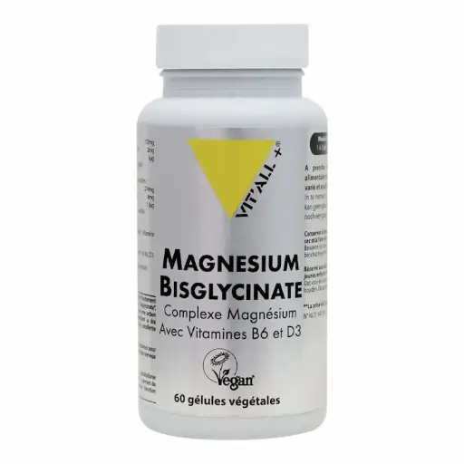 [3700195660191] VITALL+ MAGNESIUM BISGLYCINATE + VIT B6 & D3 - 60 GELULES 