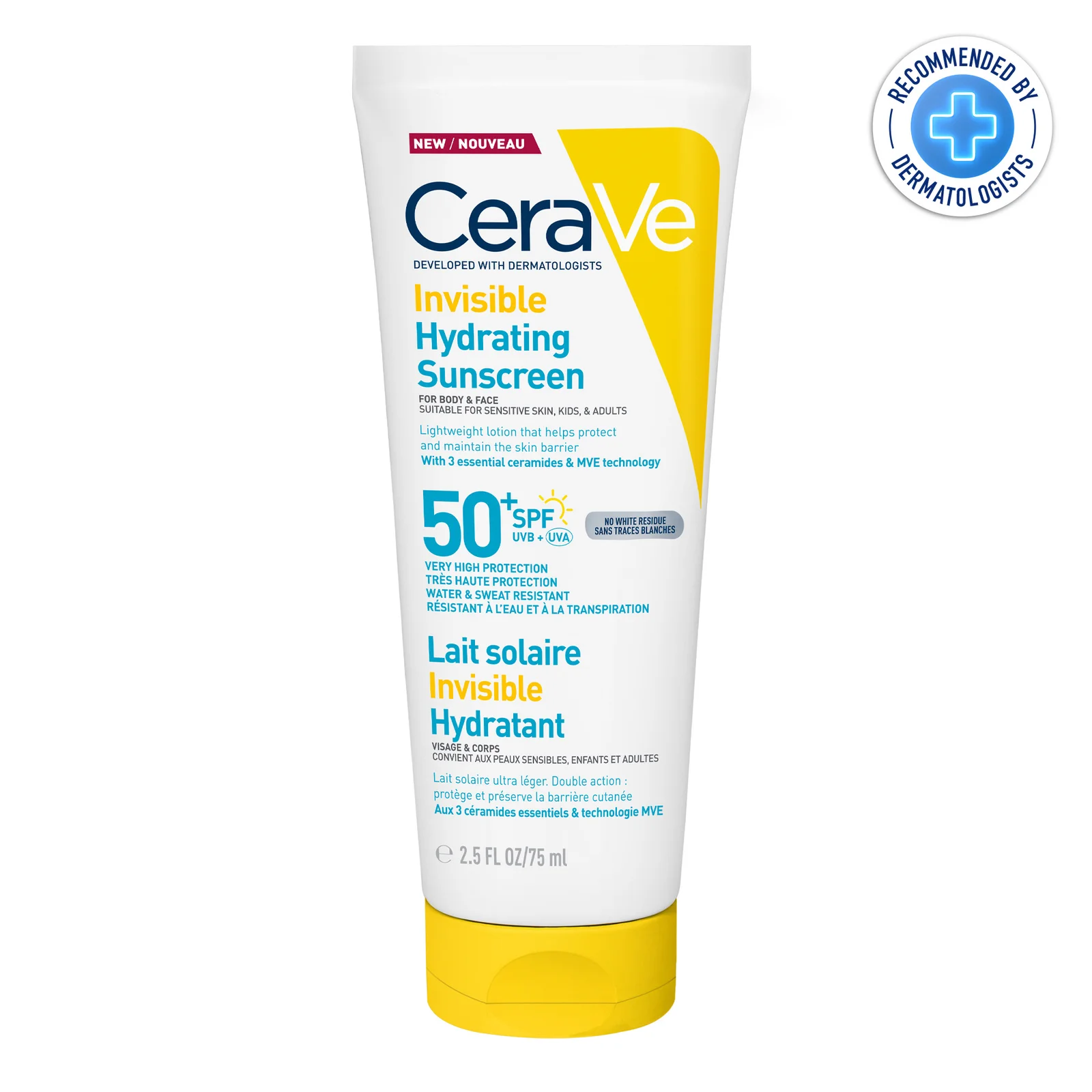 CERAVE LAIT SOLAIRE INVISIBLE HYDRATANT SPF50+ 50ML 
