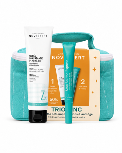 NOVEXPERT TROUSSE TRIO ZINC GELEE NETTOYANTE + STOP BOUTON  