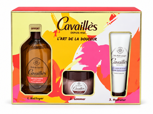 [3346020076005] ROGE CAVAILLES   COFFRET HUILE VELOUTANTE + GOMMAGE + SOIN MULTI USAGES