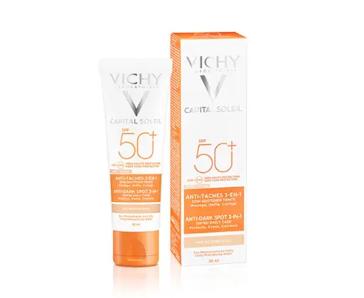 VICHY CAPITAL SOLEIL SOIN ANTI-TACHES 3EN1 TEINTE SPF50+ 50ML