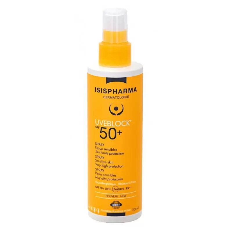 [01750045] ISISPHARMA UVEBLOCK SPF50+ SPRAY PEAUX SENSIBLE 200 ML