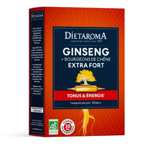 [01950015] DIETAROMA GINSENG + BOURGEONS DE CHENE BIO - TONUS & ENERGIE - 30 AMPOULES