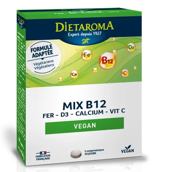 DIETAROMA MIX B12 + FER + D3 + CALCIUM + VIT C VEGAN - 60 COMPRIMES