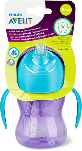 AVENT TASSE A PAILLE COURBEE 200ML 9MOIS+