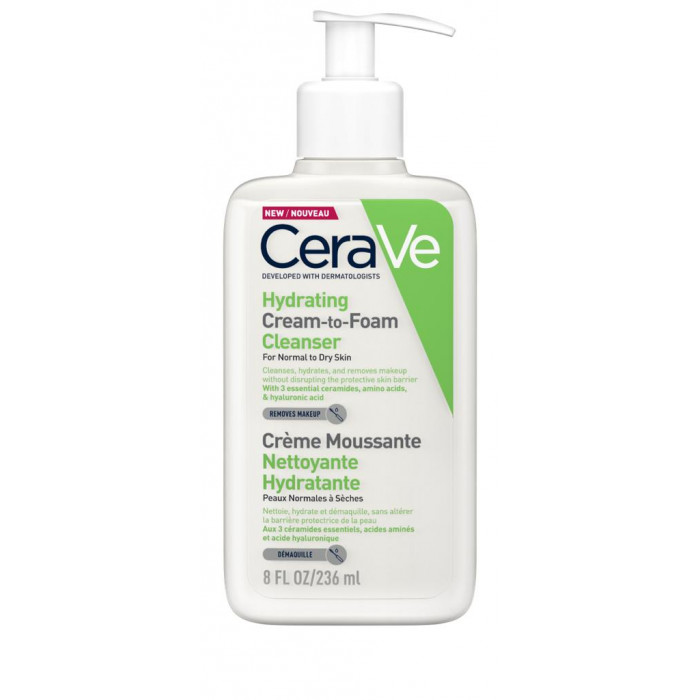 CERAVE CREME MOUSSANTE NETTOYANTE HYDRATANTE PEAU NORMALE A SECHE 236ML