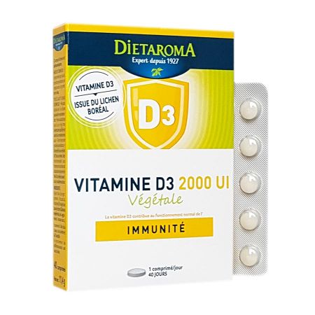 DIETAROMA VITAMINE D3 VEGETALE 2000 UI - IMMUNITE - 40 COMPRIMES